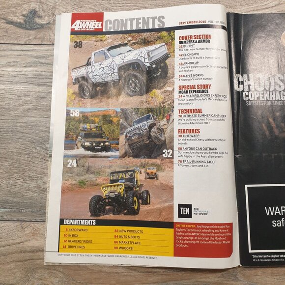 Petersens 4 Wheel Off Road Magazine September 2015 Smashproof Cover Jeep Moab - Picture 2 of 3